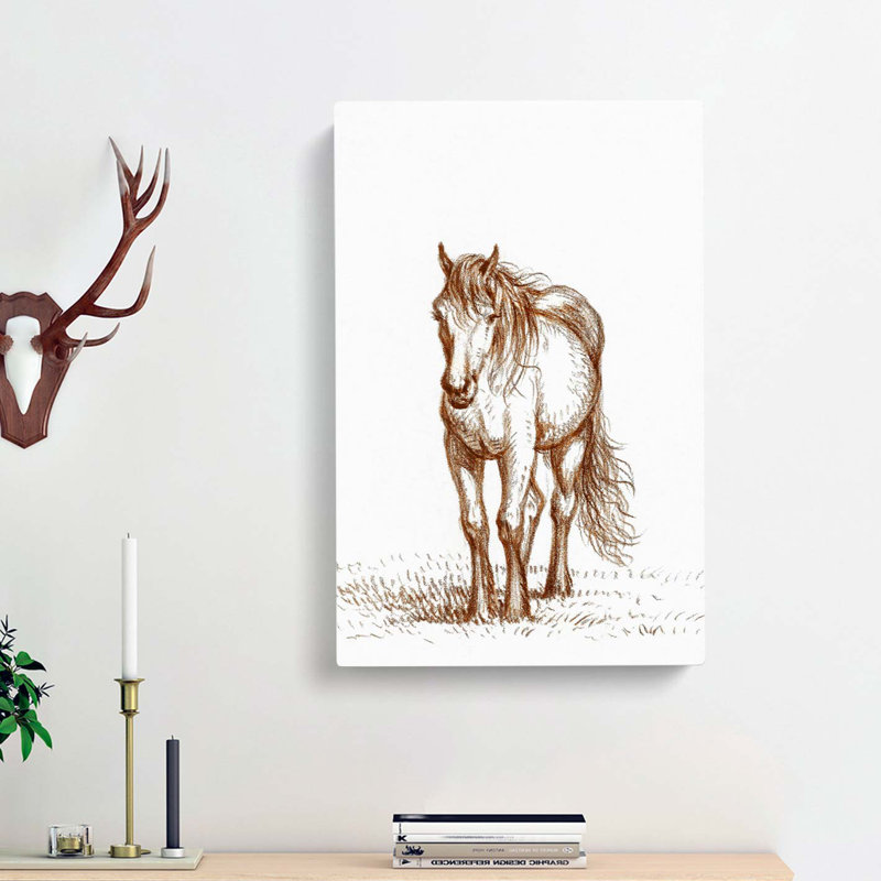 Portrait of a Horse by Jean Bernard - Wrapped Canvas Drawing Pint - Wrapped Canvas, 60cm H x 40cm W x 3cm D