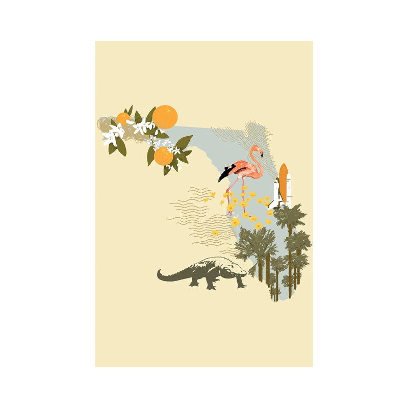 Illustrated State-Florida by Jacob Green - Wrapped Canvas Print, 30.48cm H x 20.32cm W x 1.91cm D