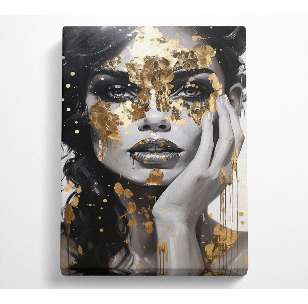 Fashion Lady Gold Flakes - Kunstdrucke auf Leinwand