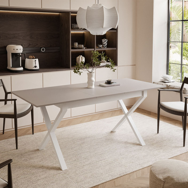 Extendable table ARTON II  140 cm,  "X" legs, Cashmire, White