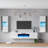 Bhhatu Floating Highgloss Entertainment Center with Electric Fireplace and 2 Bookcases-324347098-324347097