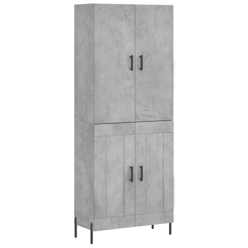 Mirayah 4 Door Manufactured Wood Wardrobe, Concrete Grey