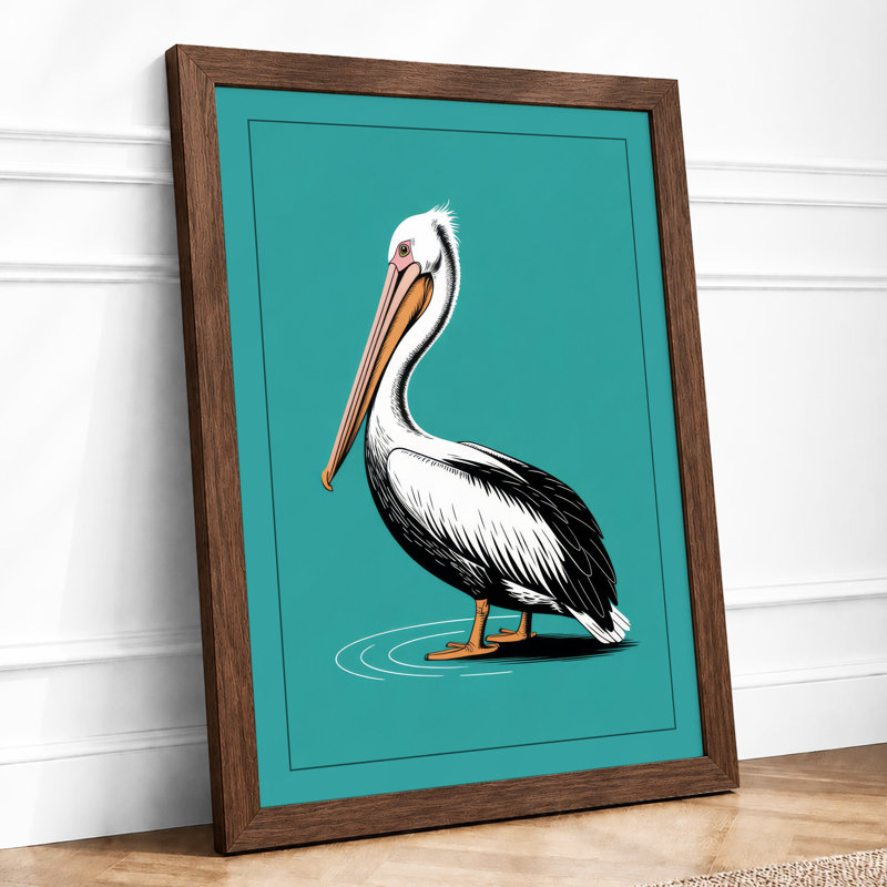 Graphic Pelican Modern - Framed Print, Walnut, A4 - 29.7 x 21.0 cm