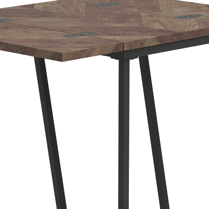 Hymes Expandable Chevron Rectangular Accent Table, Rustic Gray, 25.28" H x 11.53" W x 18.03" D