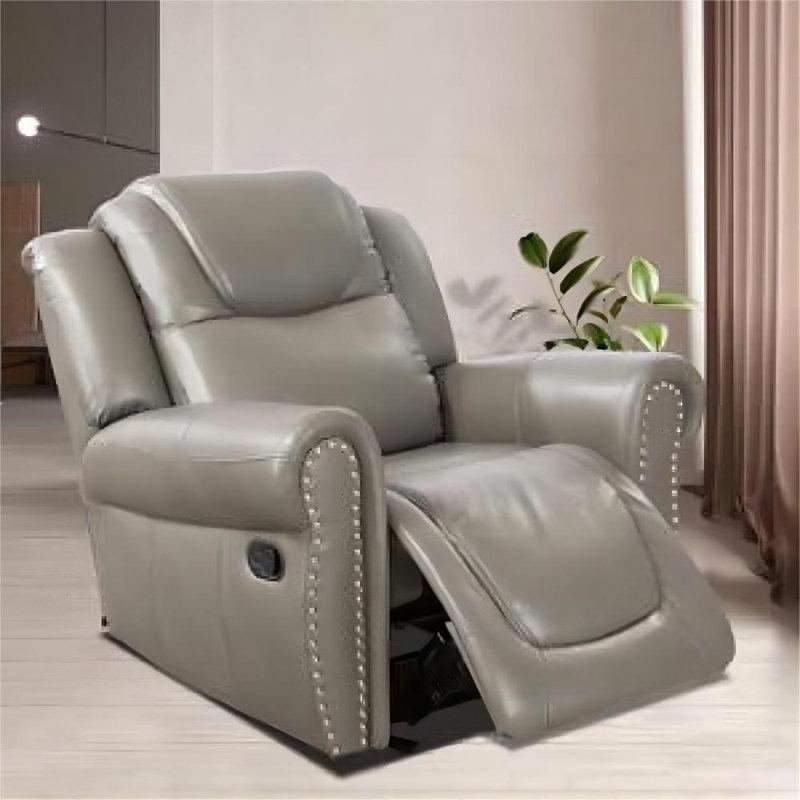 Dundee Faux Leather Recliner, Gray Faux Leather