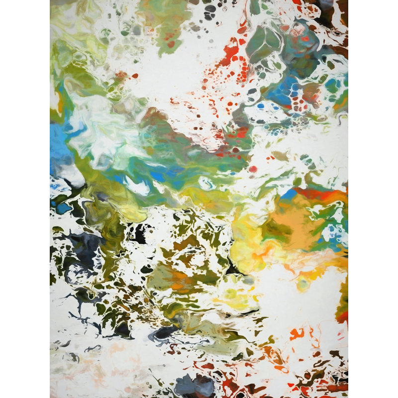 Composition abstraite 1022 par Angel Estevez - Peinture, H 21,25 po x l 17,25 po, Papier avec cadre noir