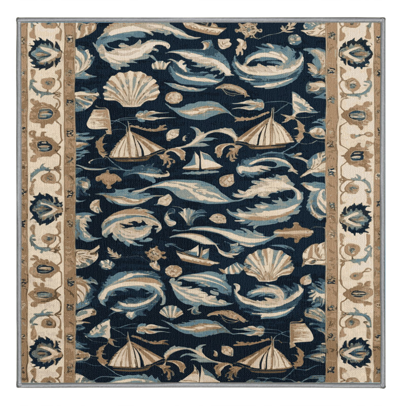 Tapis persan gris lavable à la machine, Carré 5 pi