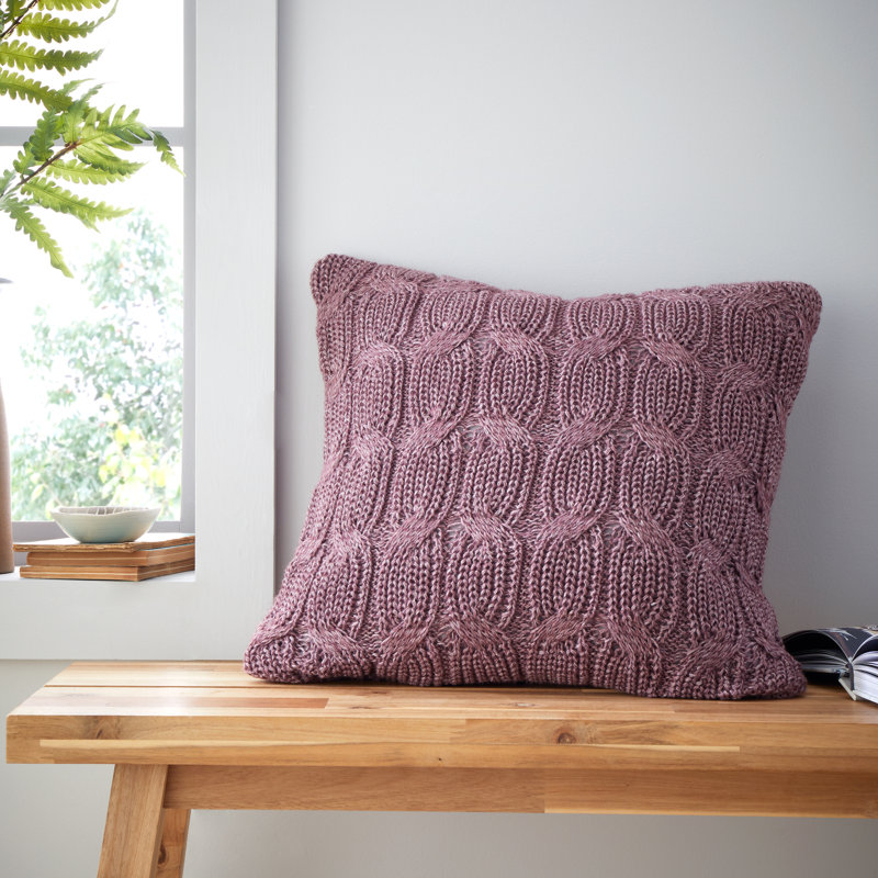 Chunky Marl Knit Cosy Cushion Cover, Purple