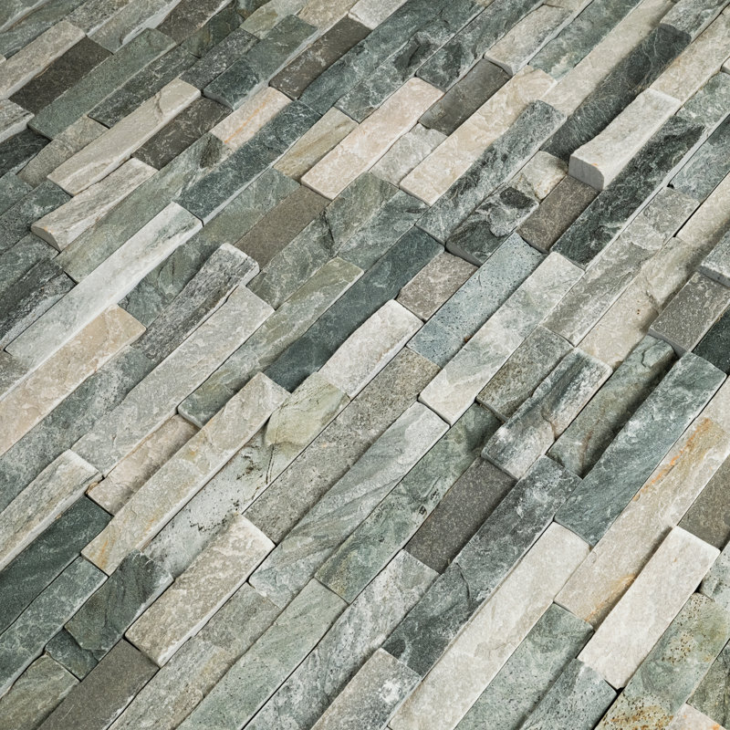 Stonecrest 9 in. x 24 in. Split Face Natural Stone Ledger Panel Wall Tile, Cobalt Mist