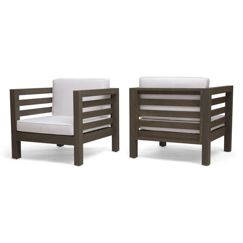 Fauteuil de patio extérieur avec coussins, Structure grise / coussin blanc