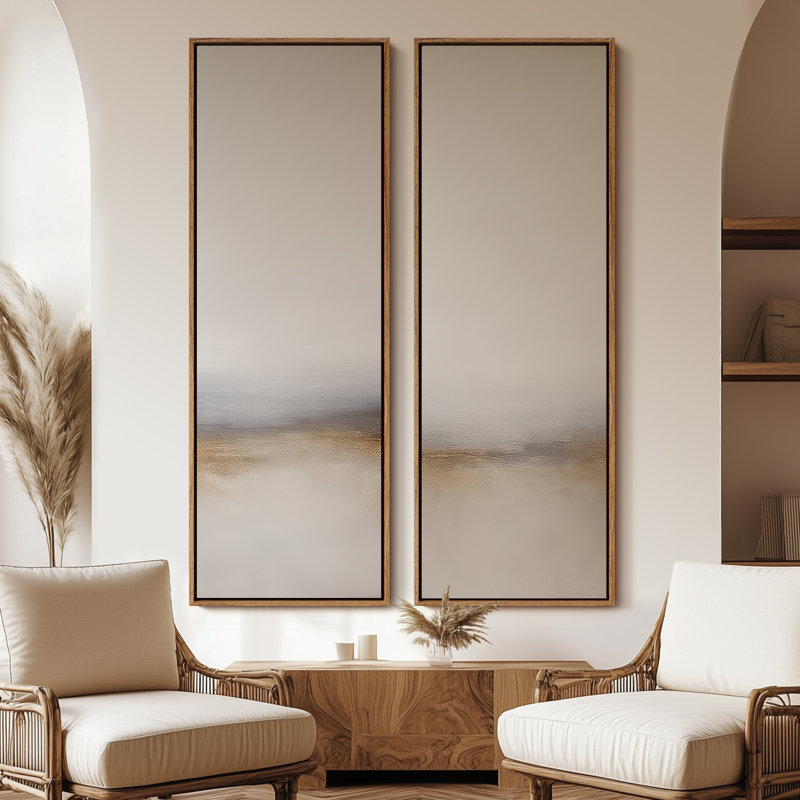 «Vintage Landscape Wall Art», ensemble de 2 toiles encadrées 20 x 60 pouces, Naturel