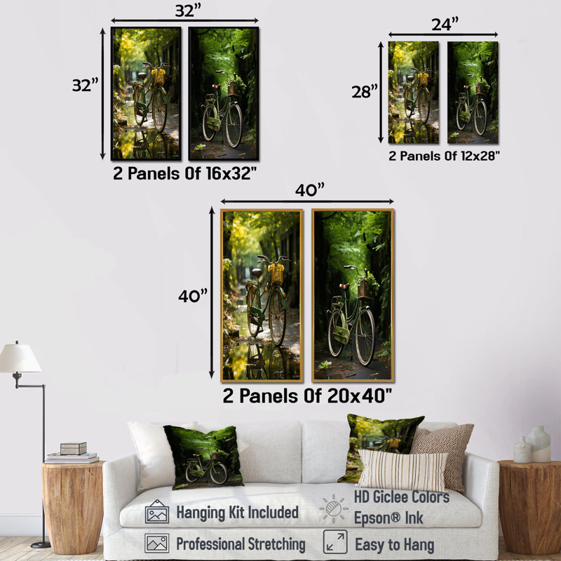 Emerald Excasion - ensemble de 2 impressions sur toile, Cadre blanc, H 40 po x l 41 po