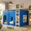 Lit mezzanine double pour enfant avec lumière DEL chaude, bleu Klein