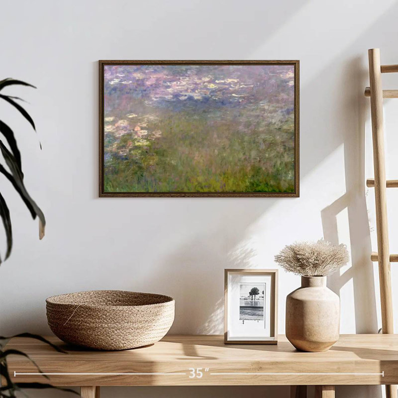 Nymphéas VI, 19 po x 13 po, Cadre flottant noyer
