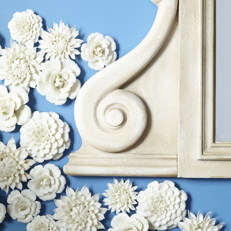 Blossom Ceramic Wall Décor, 5.5" H x 5.5" W x 1.5" D