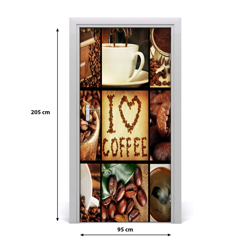 Home Coffee Collage Door Decal, 205cm H x 95cm W