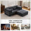 Canapé à compression Mahjong, canapé-lit convertible au sol, canapé modulaire modulaire désossé DIY, aucun assemblage requis, tissu polaire circulaire, surdimensionné 2 places avec 1 repose-pieds, gris foncé-469794185