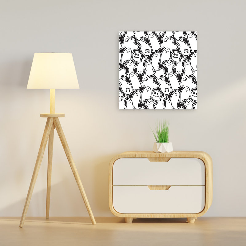 Impression d'art mural contemporain abstrait avec motif fantôme effrayant, H 24 po x l 24 po
