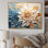 Simple dahlia beige et bleu simple sur toile