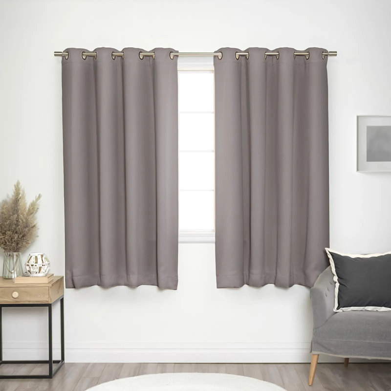Adina Sevan Solid Thermal Grommet Curtain Panels, Dove, 52"W x 63"L