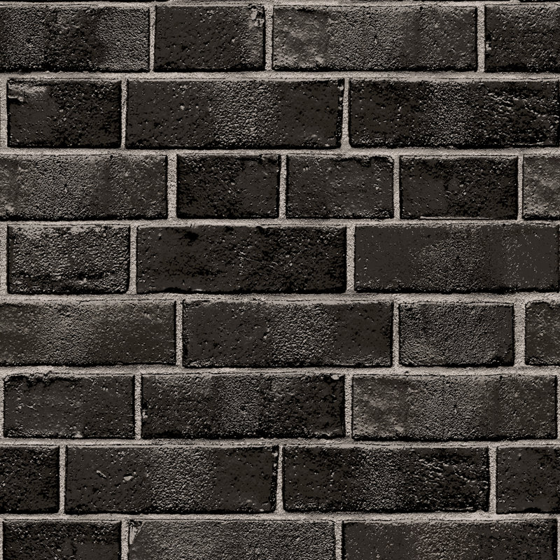 Papier peint adhésif brique, Noir / gris anthracite foncé, 16.5" L x 20.5" W
