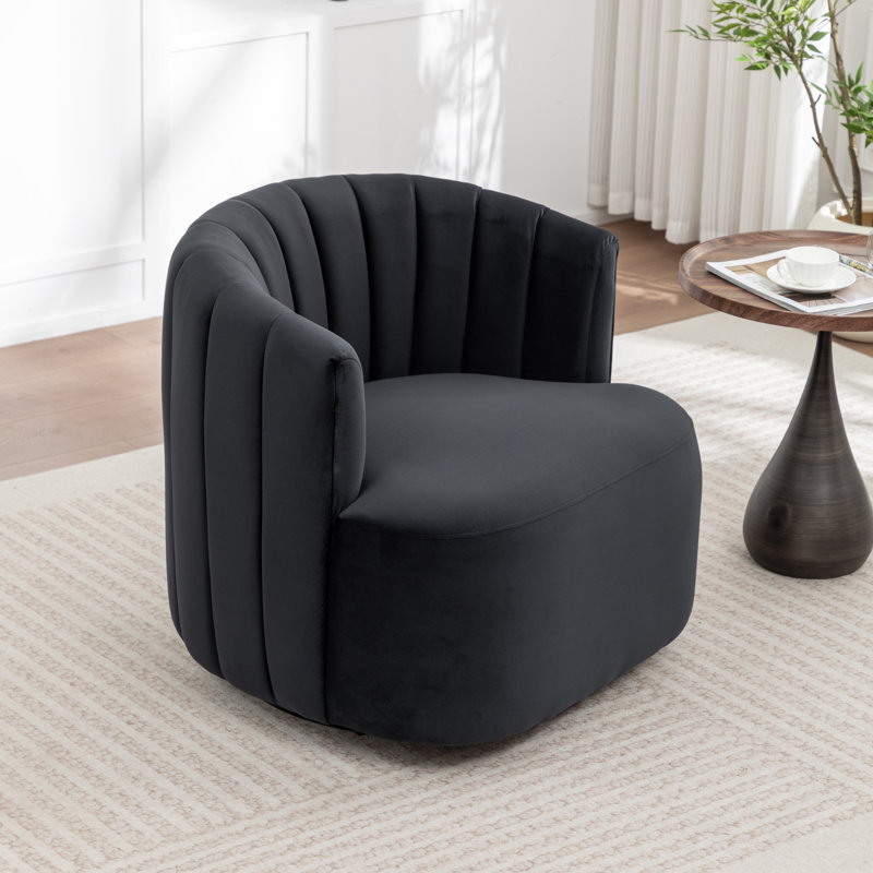 Fauteuil demi-tonneau pivotant Stanford, Noir