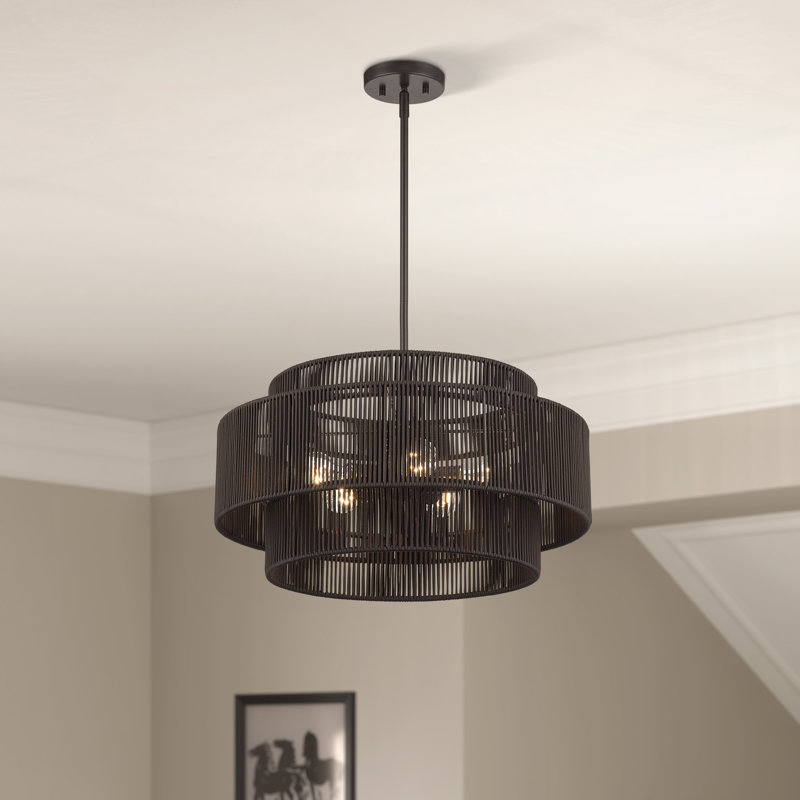 Lustre suspendu 5 lumières Asllan, Bronze, Brun