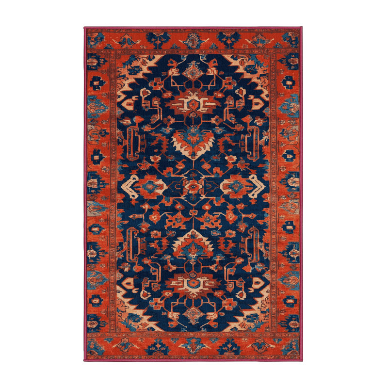 Machine Washable Tabriz Brown Area Rug, Rectangle 5' x 8'