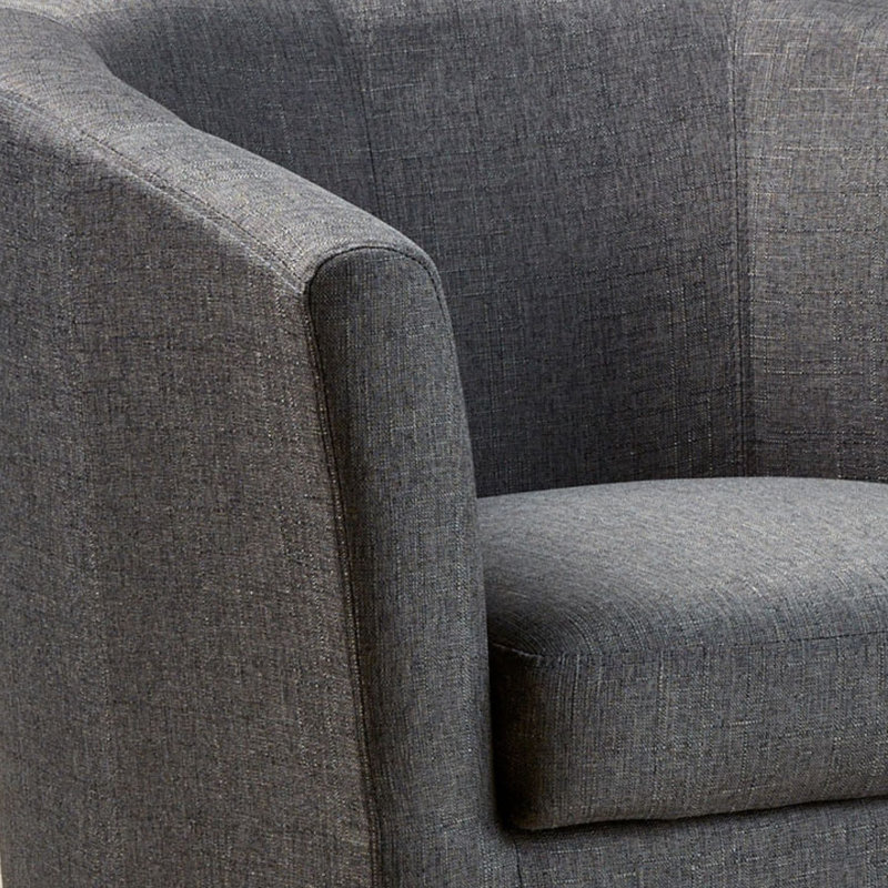 Upholstered Linen Barrel Chair, Charcoal