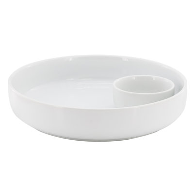 Gibson Elite 12.5 Inch Fine Ceramic Chip and Dip Bowl Set in White