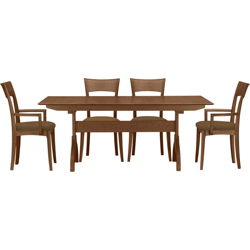 Sarah 5 - Piece Dining Set, Saddle Cherry, Coffee Leather