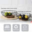 Panier à fruits, panier en fil de fer noir avec base en bois d'acacia, grand bol à fruits pour comptoir, paniers noirs, 12 pouces