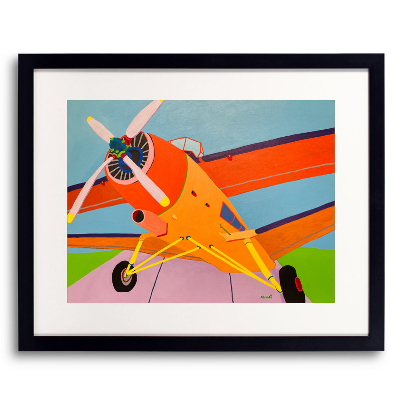 At The Airfield Print by Sue Graef, Black Framed Paper, 17.25" H x 21.25" W