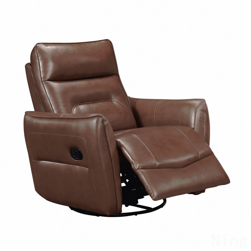 Toffee Brown Leather Swivel Recliner - Comfort Upholstery, Solid Wood Frame, Living Room Furniture, Brown