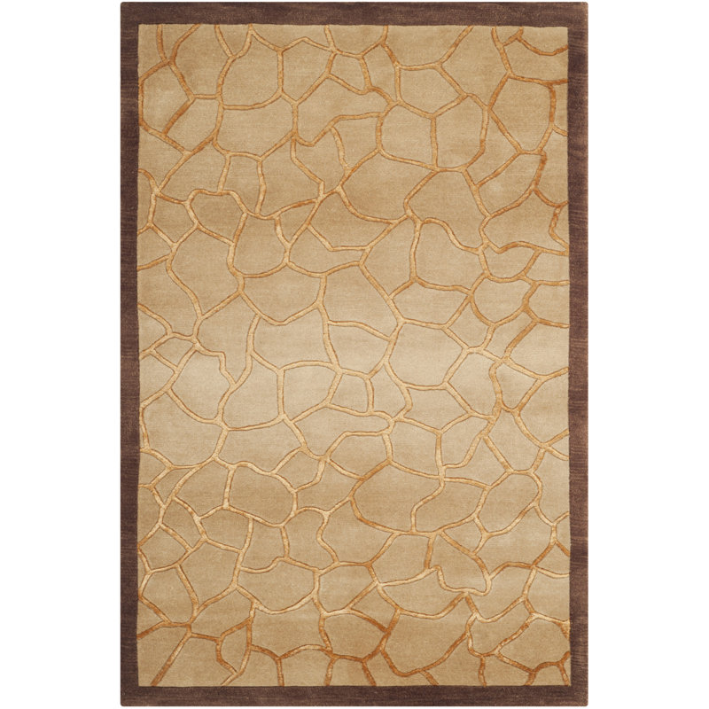 Borrego Hand-Knotted Wool/Silk Gold Area Rug, Rectangle 3' x 5'