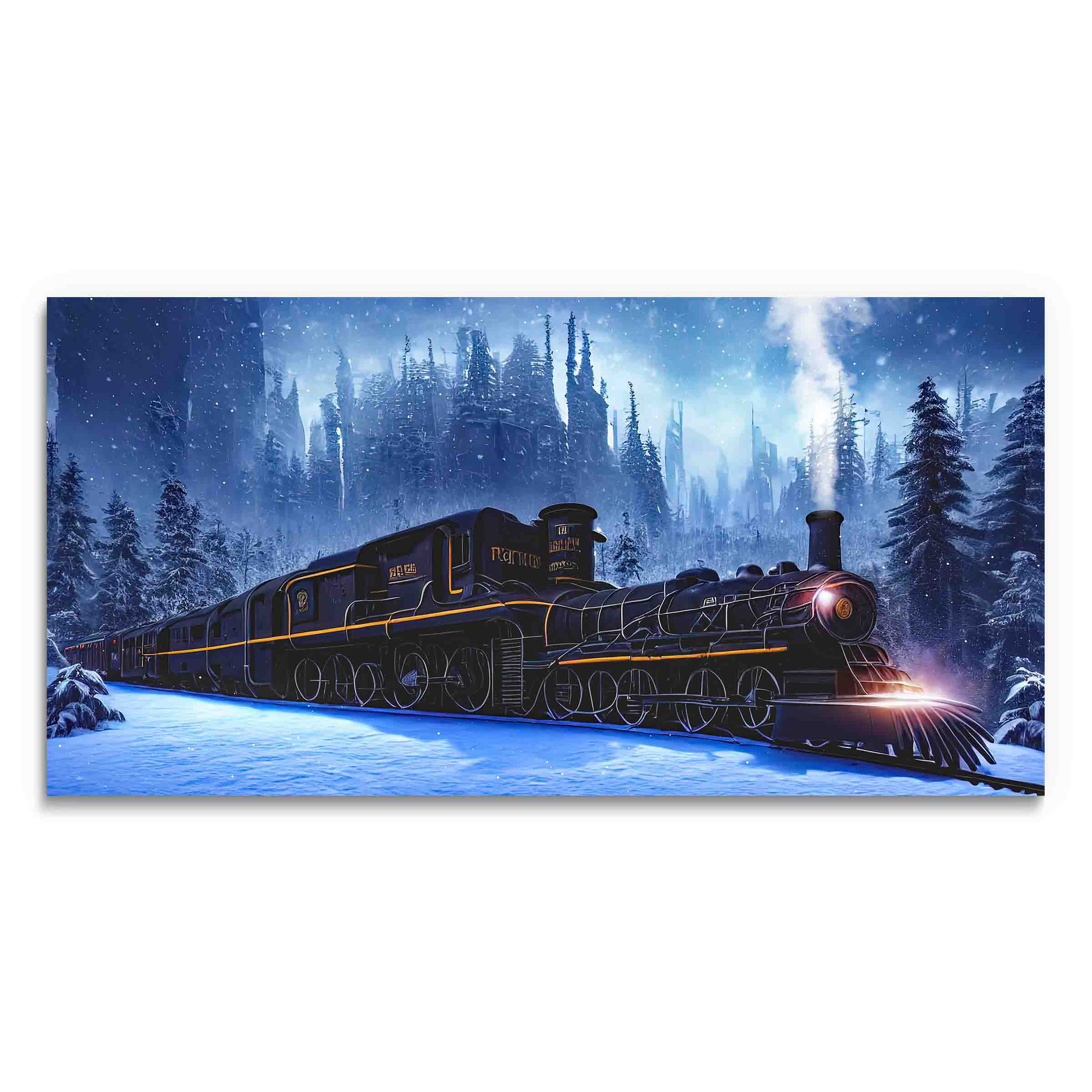 Black and White- Snowy Train Step by Step Acrylic Painting for