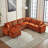 Modern U Shaped 6-Seat Sectional Sofa Couch With One Ottoman And Three Toss Pillows, Living Room Couch