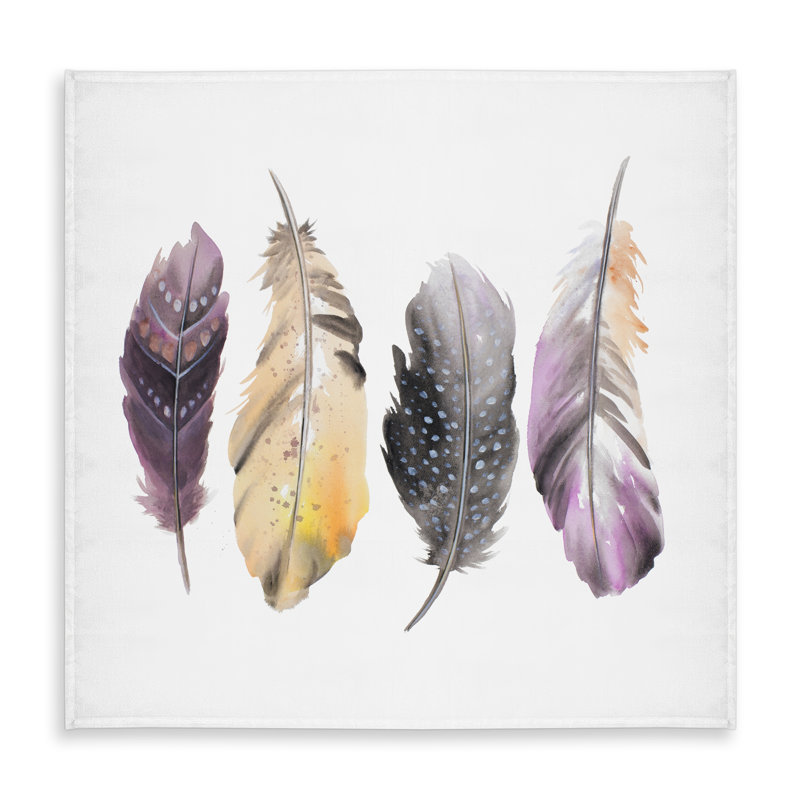 Bohemian Feather Set Bird Tablecloth - Purple Indoor/Outdoor