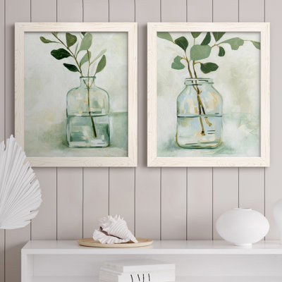 " Eucalyptus Branch Still Life I " 2 Piece Art Color Photography Painting