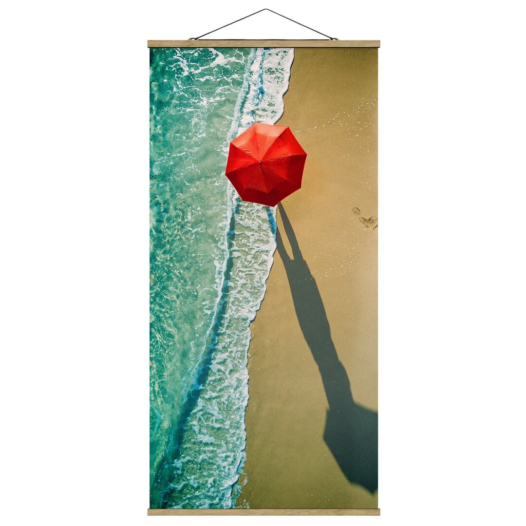 Stoffbild Mit Posterleisten - Spaziergang Am Strand - Hochformat 2:1