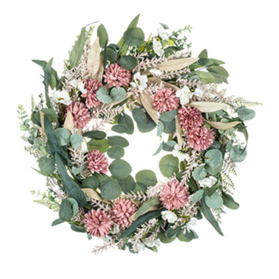 Faux Eucalyptus And Blush Floral Wreath