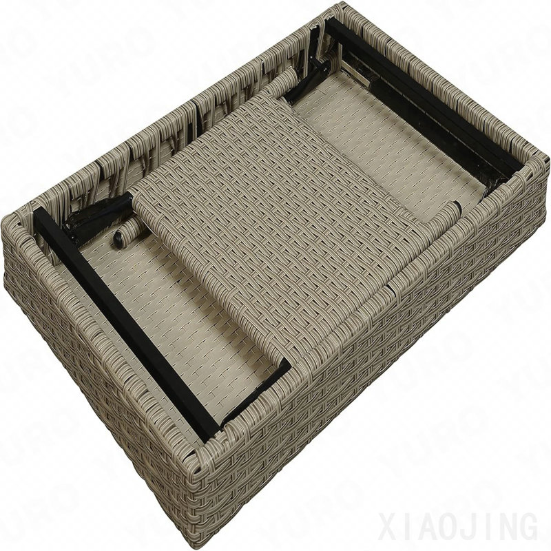Table pliante, osier portable, gris