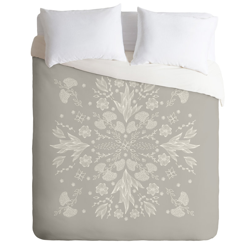 Housse de couette blanche à motif floral, Housse de couette pour lit simple / TG