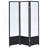 Black 3-Panel Folding Floor Screen With Translucent Inserts