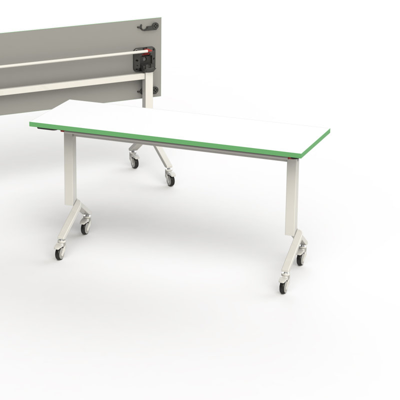 Flippy Training Table, 30" H x 60" L x  27" W, White Matte/Green