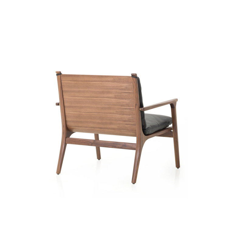 Ren Armchair, Omega Black Leather/Natural Walnut