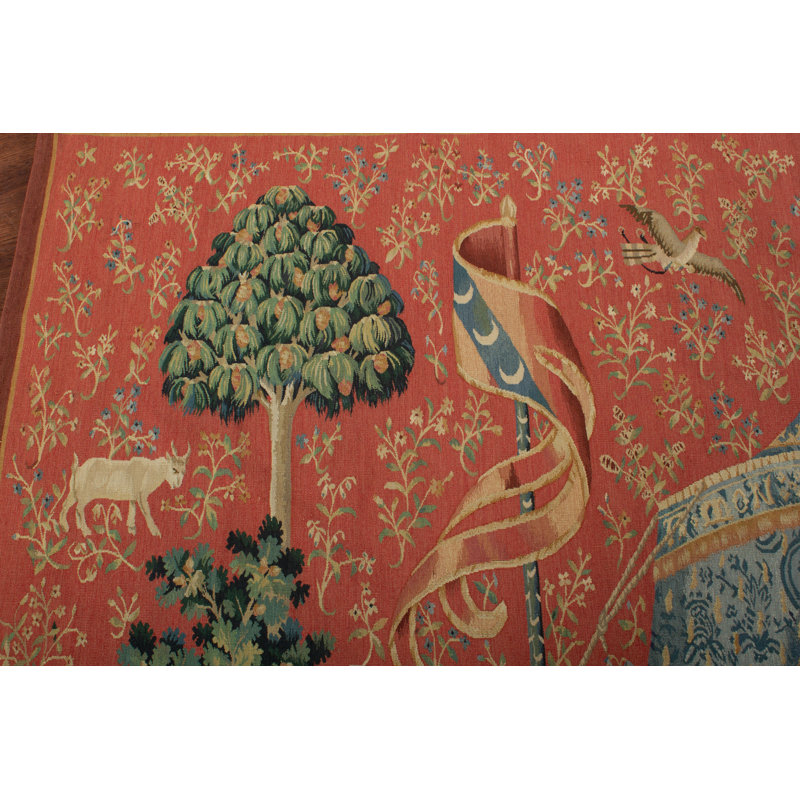 Hand-Knotted High-Quality Rust and Green Area Rug
