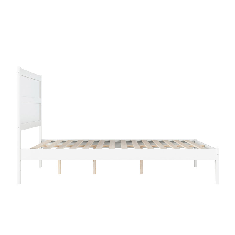  Teo Solid Wood Platform Bed, Queen, White