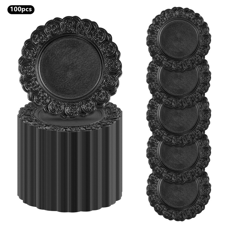 Assiettes de présentation rondes de 13 po, Noir