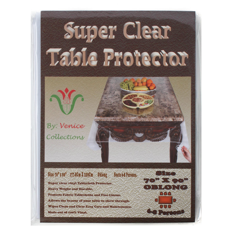 Clear Vinyl Table Protector, 90" L x 70" W Rectangle